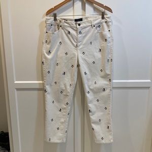 Talbots Slim Ankle Stretch Cords with Embroidered Penguins